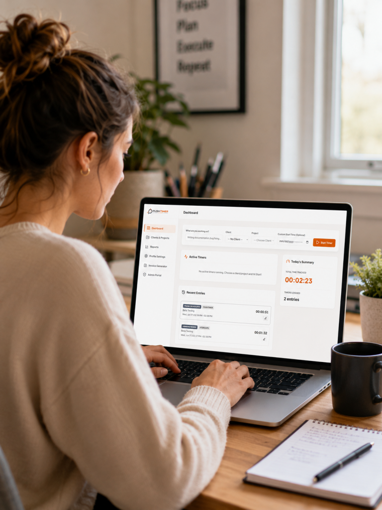 women using time tracking software Pushtimer.com