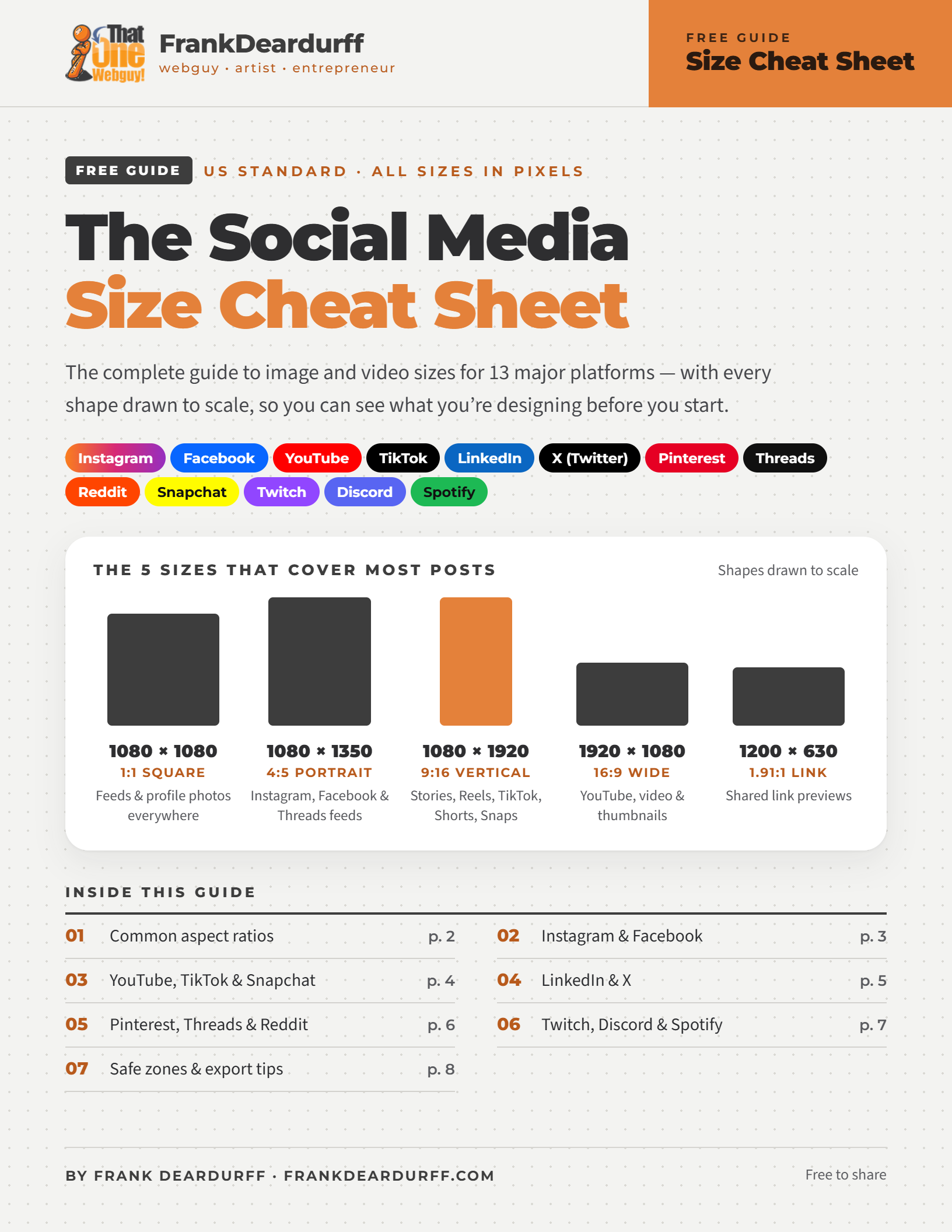 Free Playbook Library 7 Cover of The Social Media Size Cheat Sheet